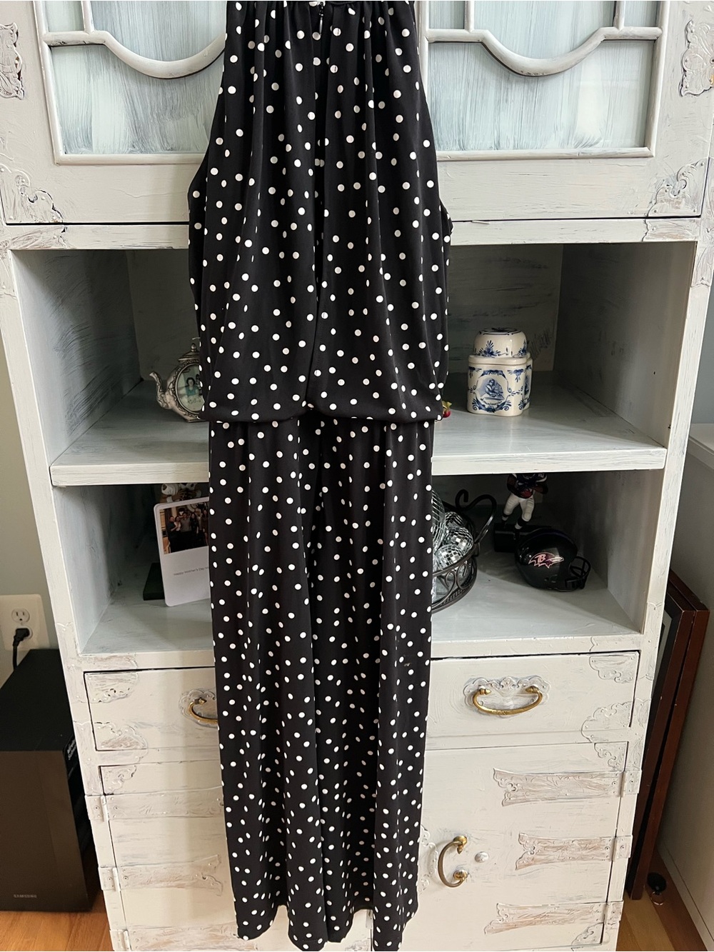 Black & White Polka Dot Maxi Romper size 6